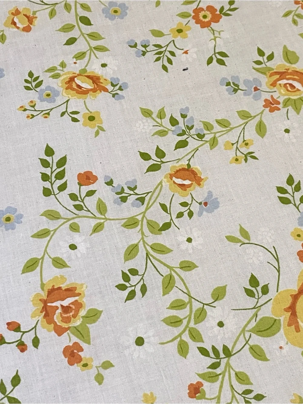 Vintage 70’s JC Penney Orange Floral Print Twin Muslin Flat Sheet